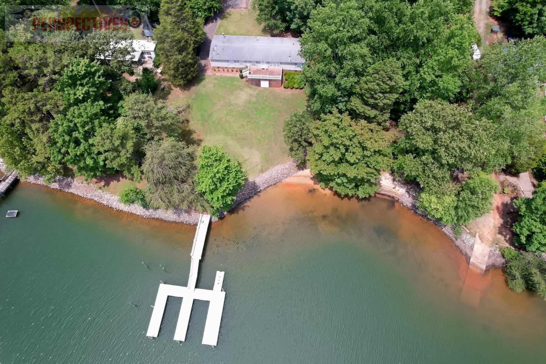 A dock on a lake.