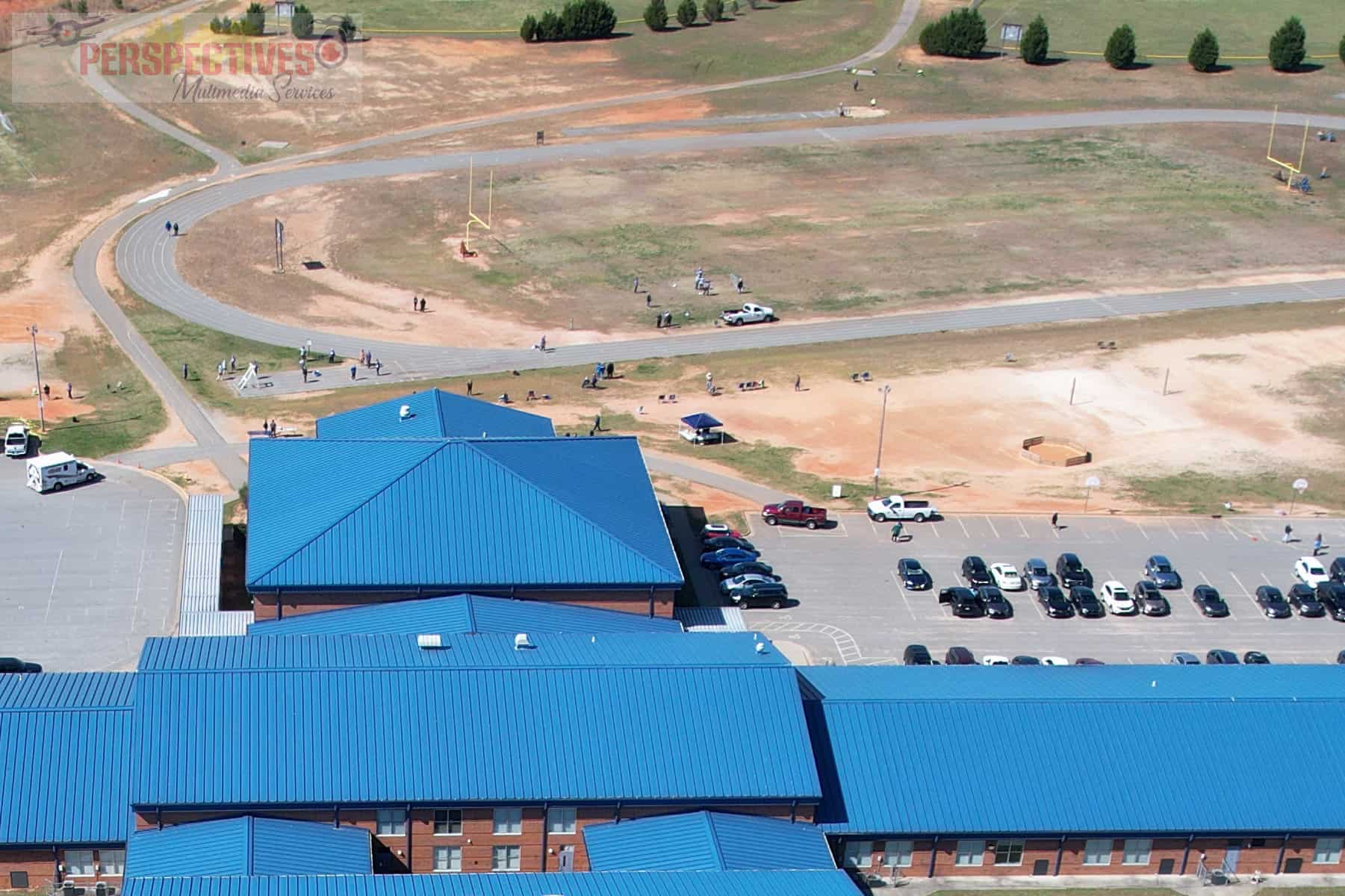 A high angle view of a school.