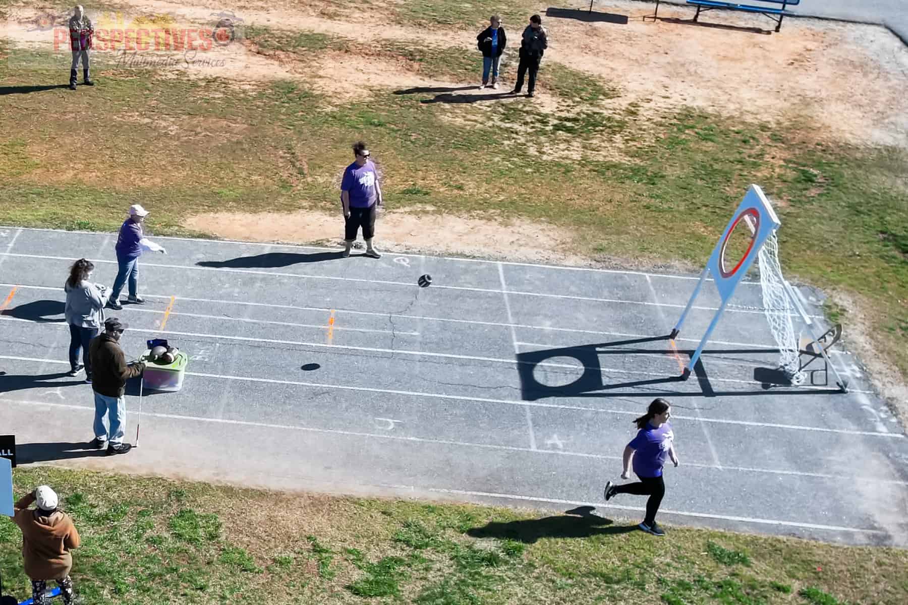 People on a track.