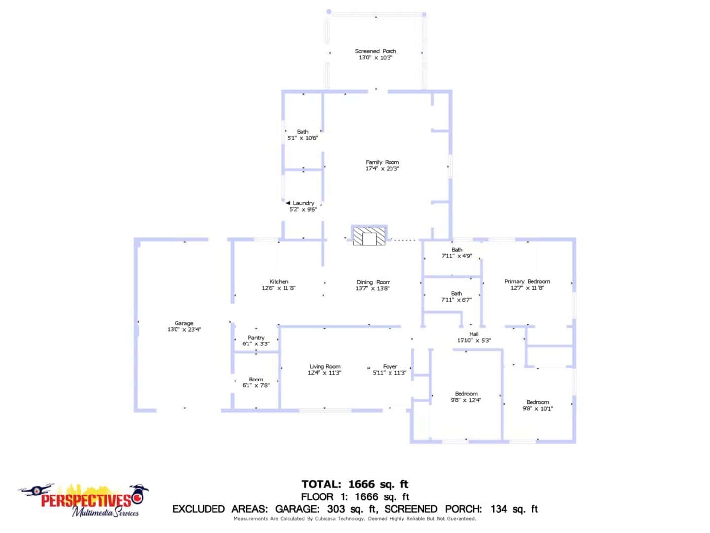 A floor plan of a house with two bedrooms and two bathrooms.